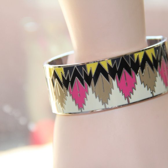 Coach Hawk Feather Enamel Hinged Bangle - Picture 9 of 11